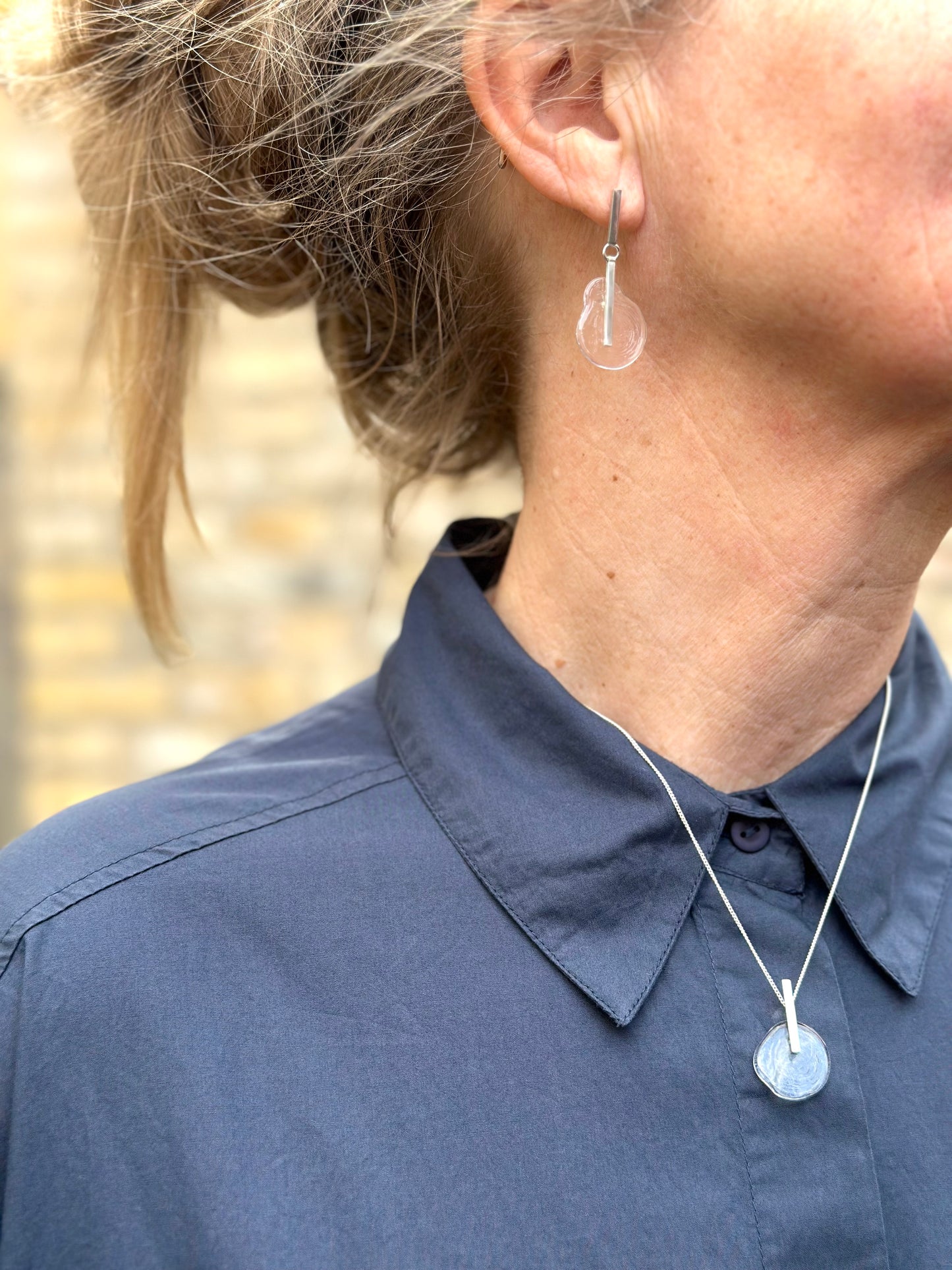 PREVEL Øreringe, sølv og glas - Marthe Cresson