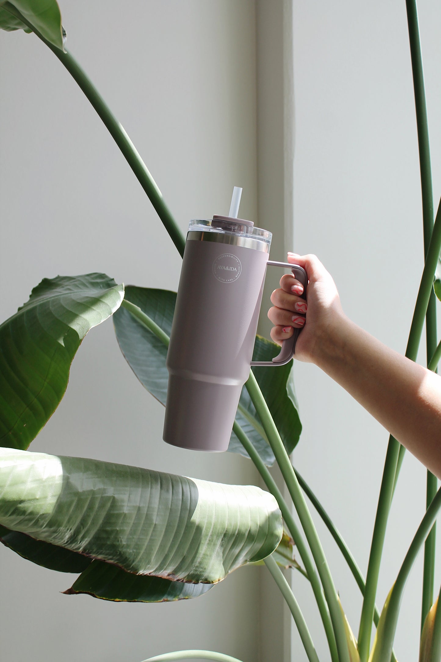 Termokop m. sugerør, Lavendel - AYA&IDA