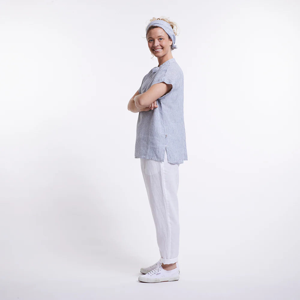 Yvette Hør bluse, Navy Kadet - Linen By Krebs