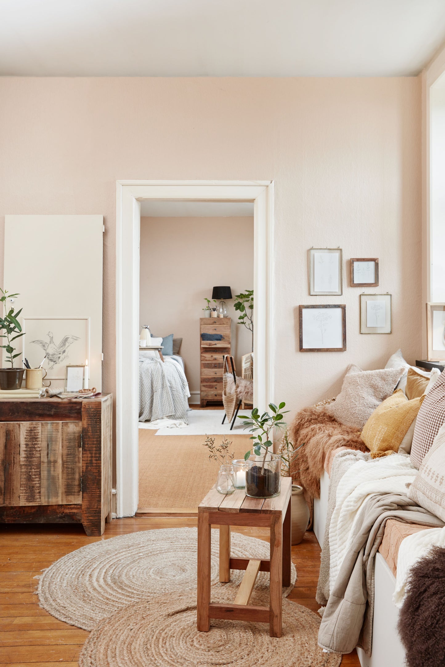 Gulvtæppe, Ø120, rund, natur jute