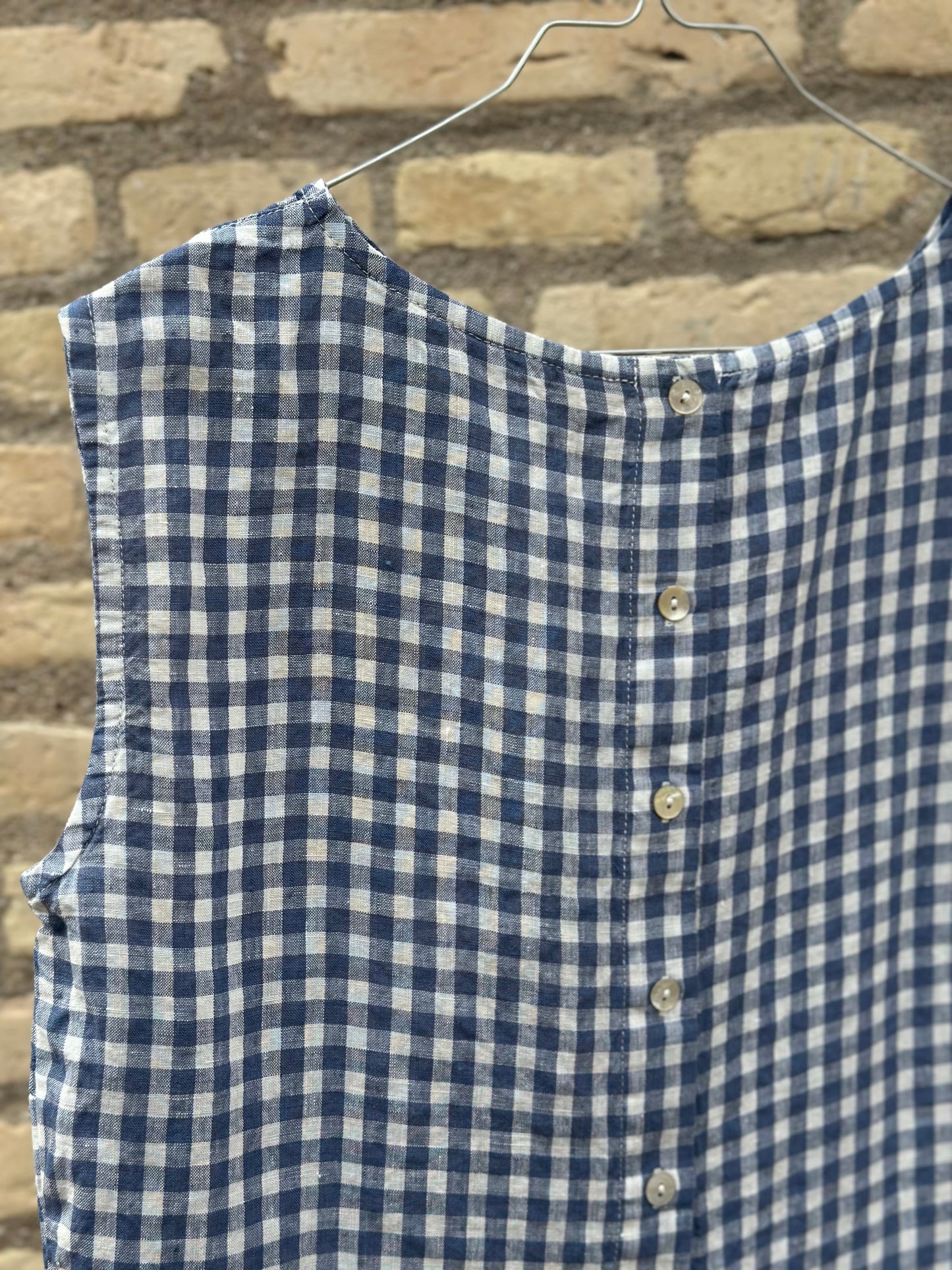Anja hør bluse, Blå tern - Linen by Krebs