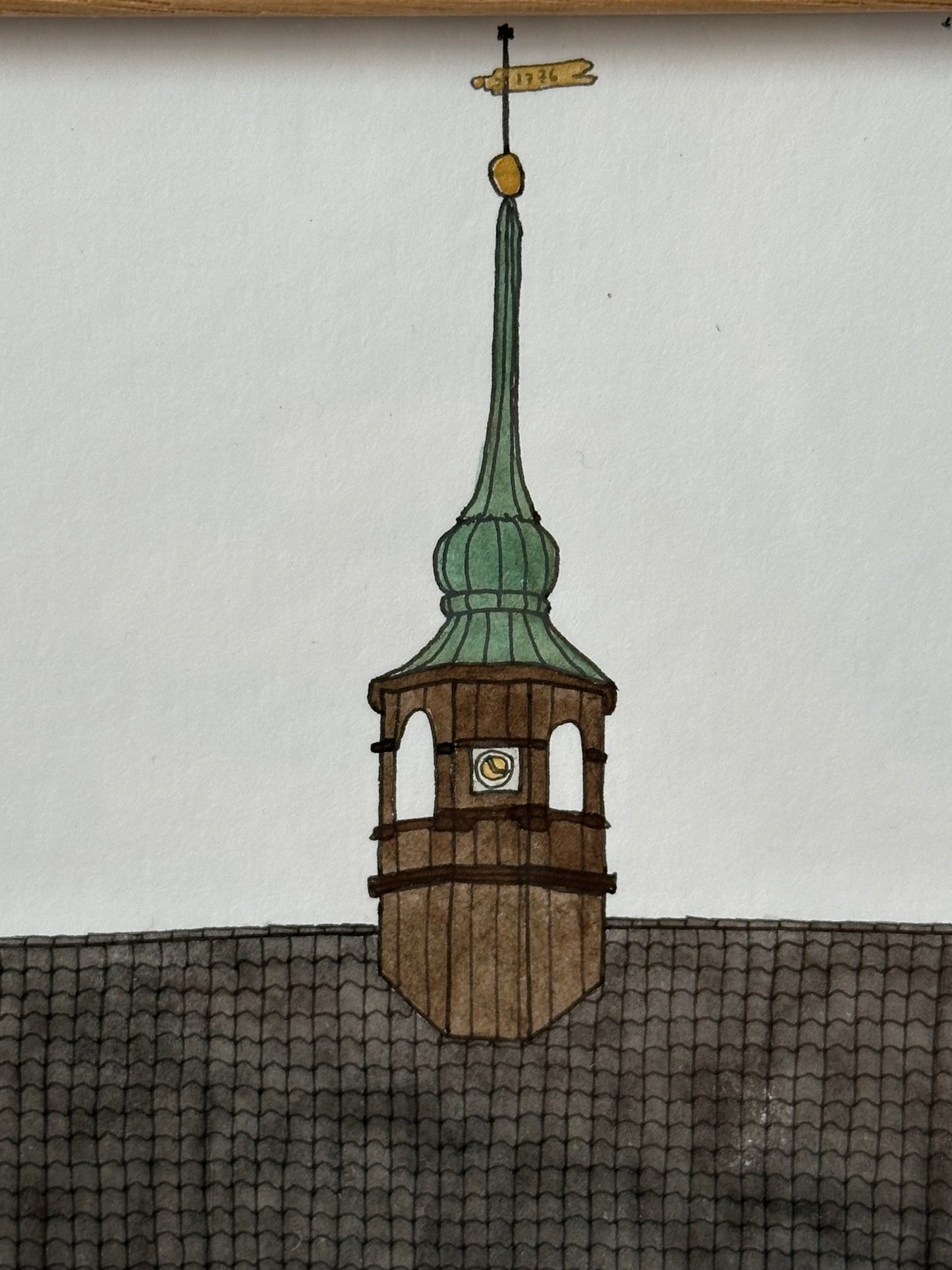 Tegning af Brødremenighedens kirke - A4