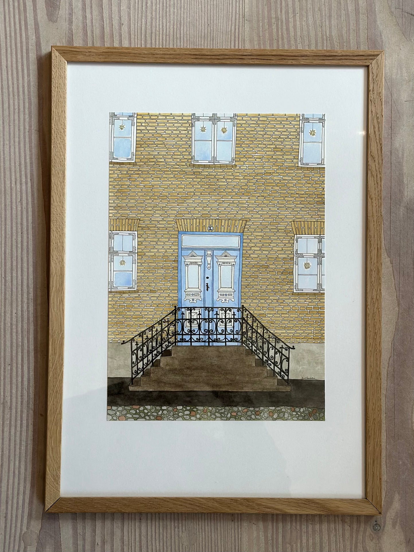 Tegning af dør i Christiansfeld - A4