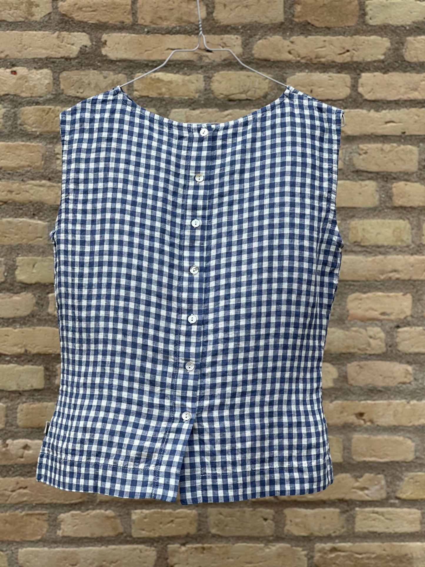 Anja hør bluse, Blå tern - Linen by Krebs