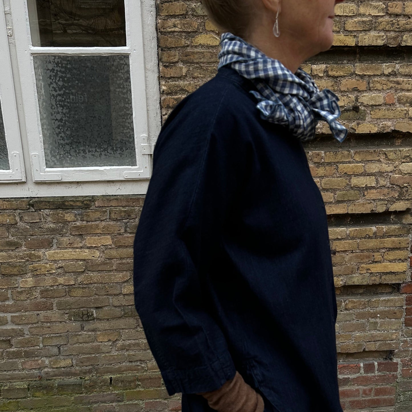 Tørklæde Hør, Ternet blå/hvid - Linen By Krebs