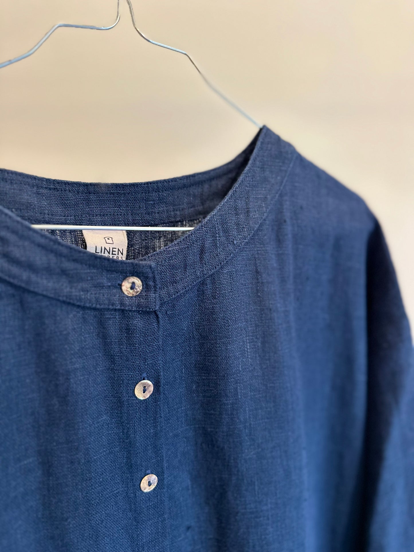 Ester Buksedragt i Kraftigt hør, Navy - Linen By Krebs