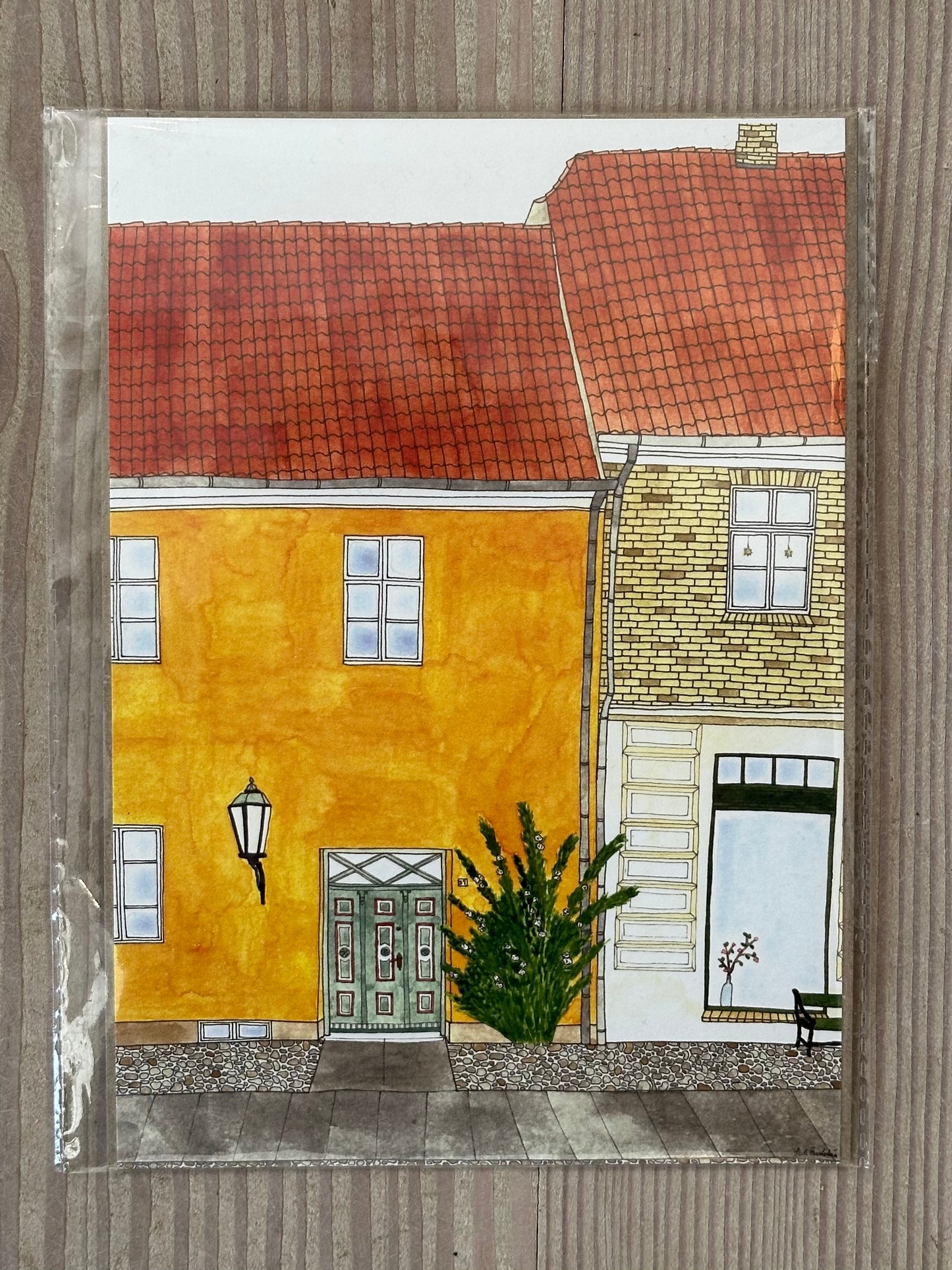 Tegning af bygninger på Lindegade - A5