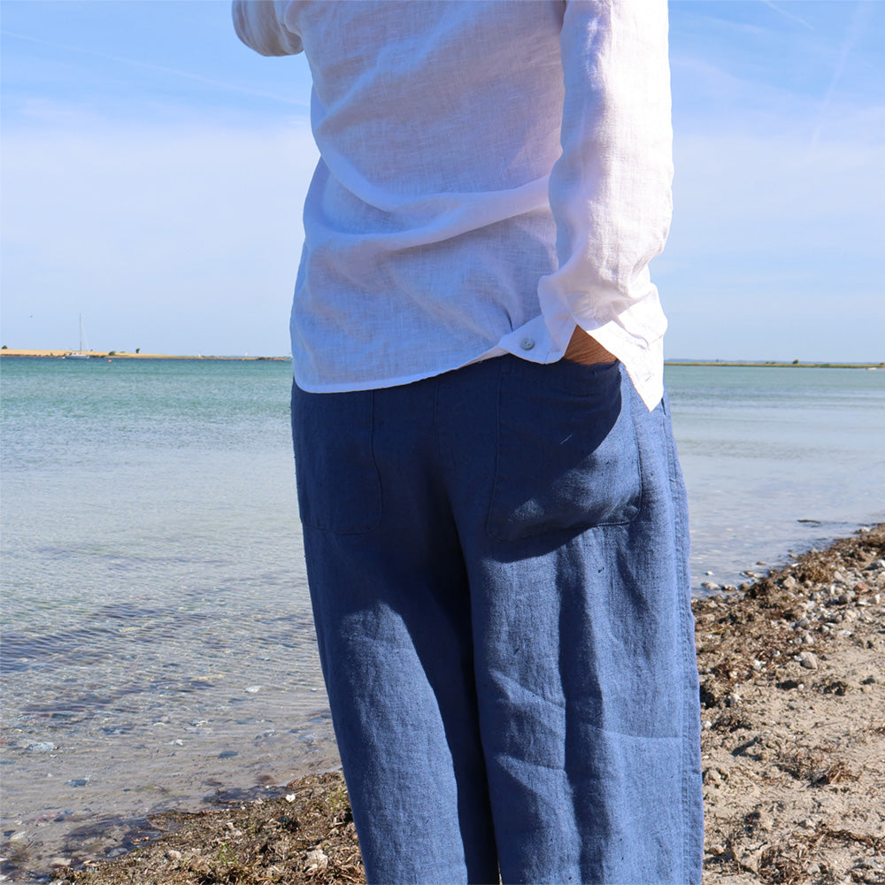 BILLE hørbukser, Midnatsblå - Linen by Krebs