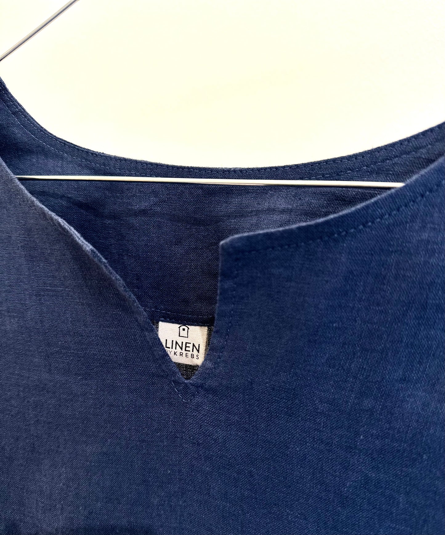 Emma Bluse, 3/4 Ærmer, Navy - Linen By Krebs