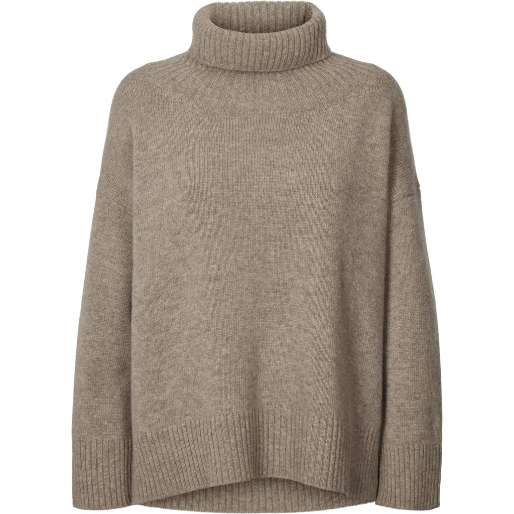 Vita lammeuld sweater m. hals, Stone Grey - GAI+LISVA