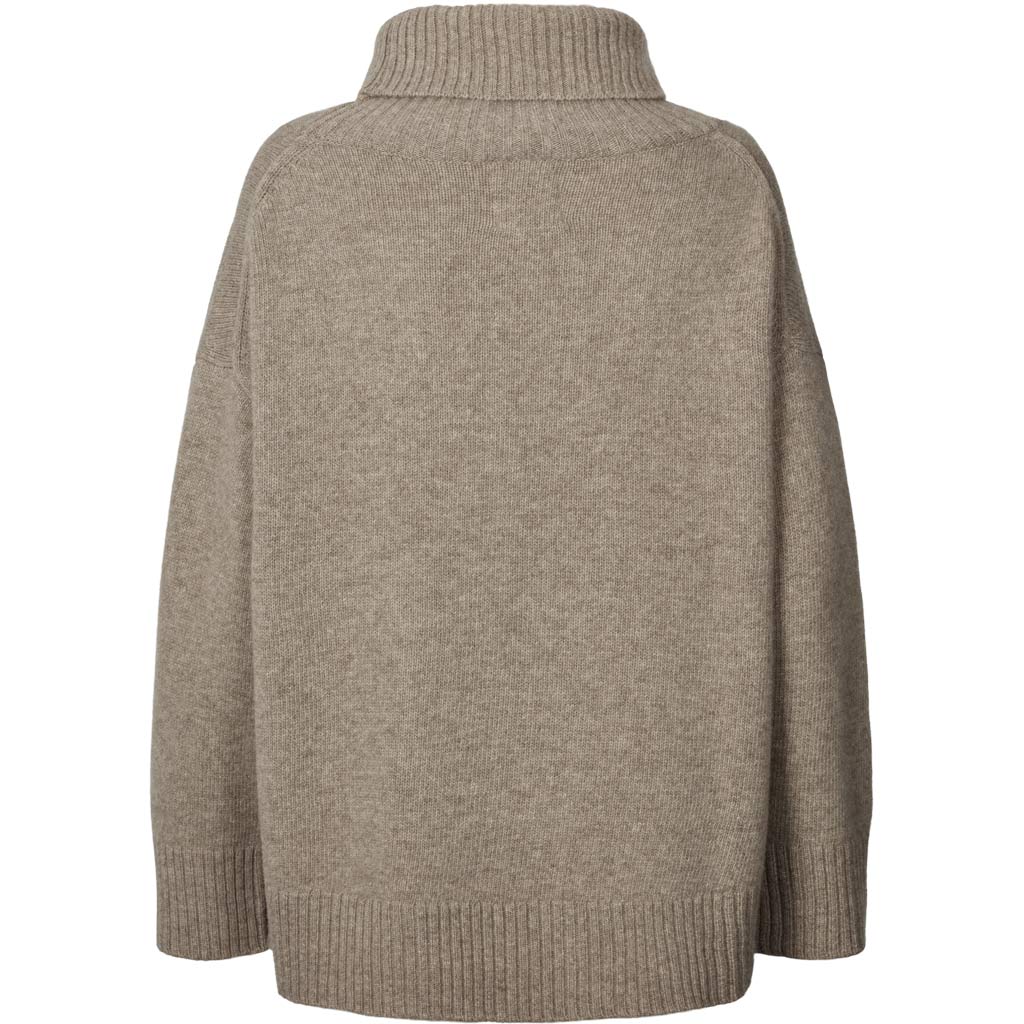 Vita lammeuld sweater m. hals, Stone Grey - GAI+LISVA