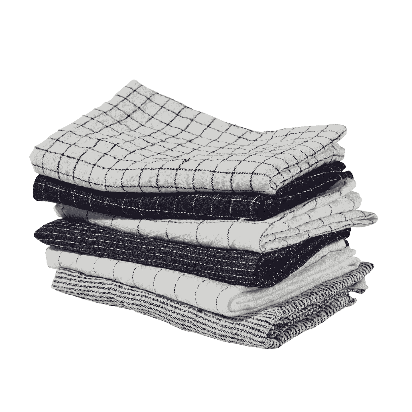 Viskestykke / Mini Forklæde i vasket hør, Hvid med sorte tern - Linge Particulier