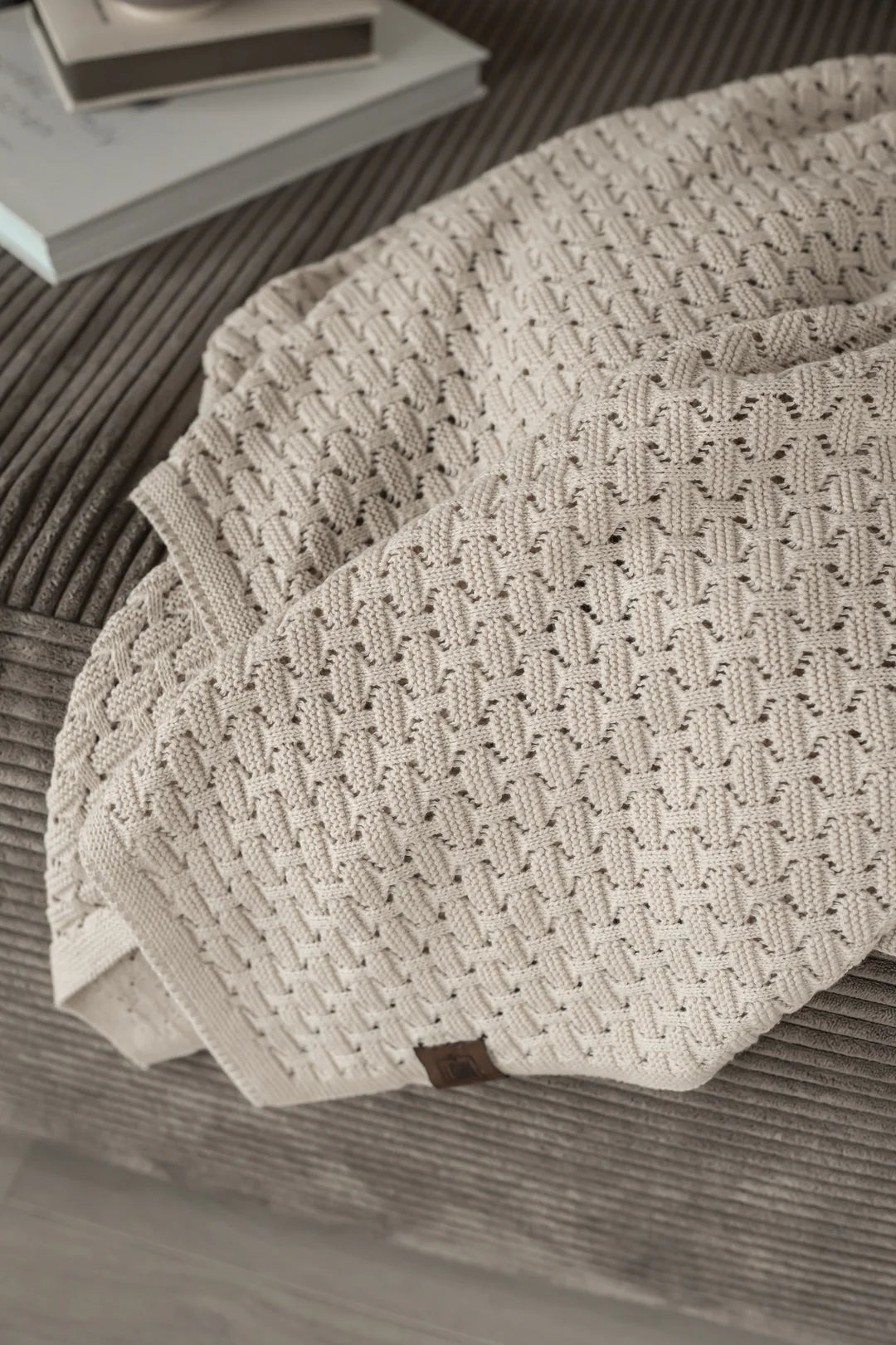 Strikket Plaid 140X160CM - Beige Melange - By LOHN