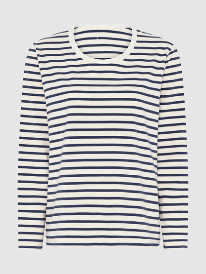 Panama Cotten Loose Top, Dark Navy stripe - FRAU