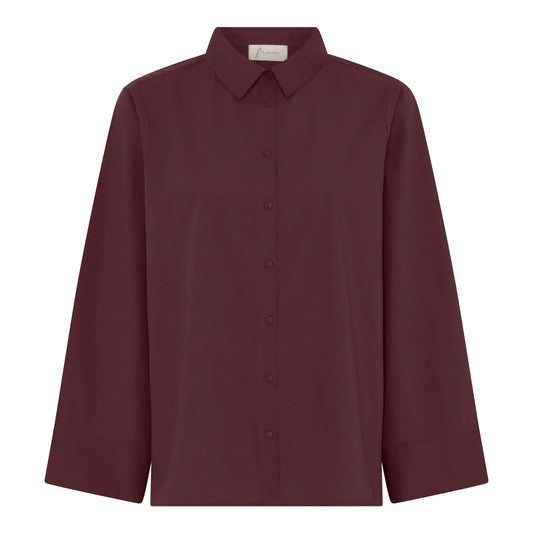 Dhaka wide sleeve skjorte, Red Mahogany - FRAU