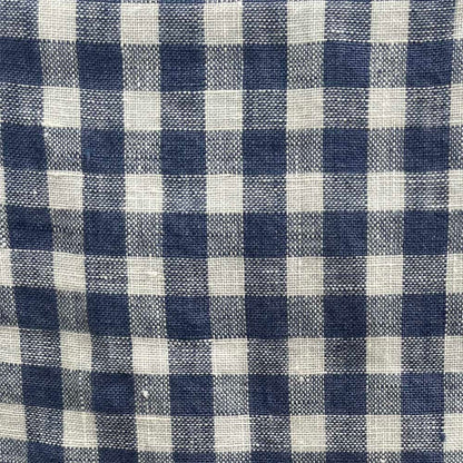 Tørklæde Hør, Ternet blå/hvid - Linen By Krebs