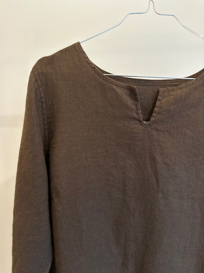 Kamma Tunika, 3/4 Ærme, Brown - Linen By Krebs