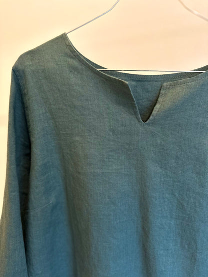 Emma Hør bluse, 3/4 ærmer, Balsam Green - Linen by Krebs