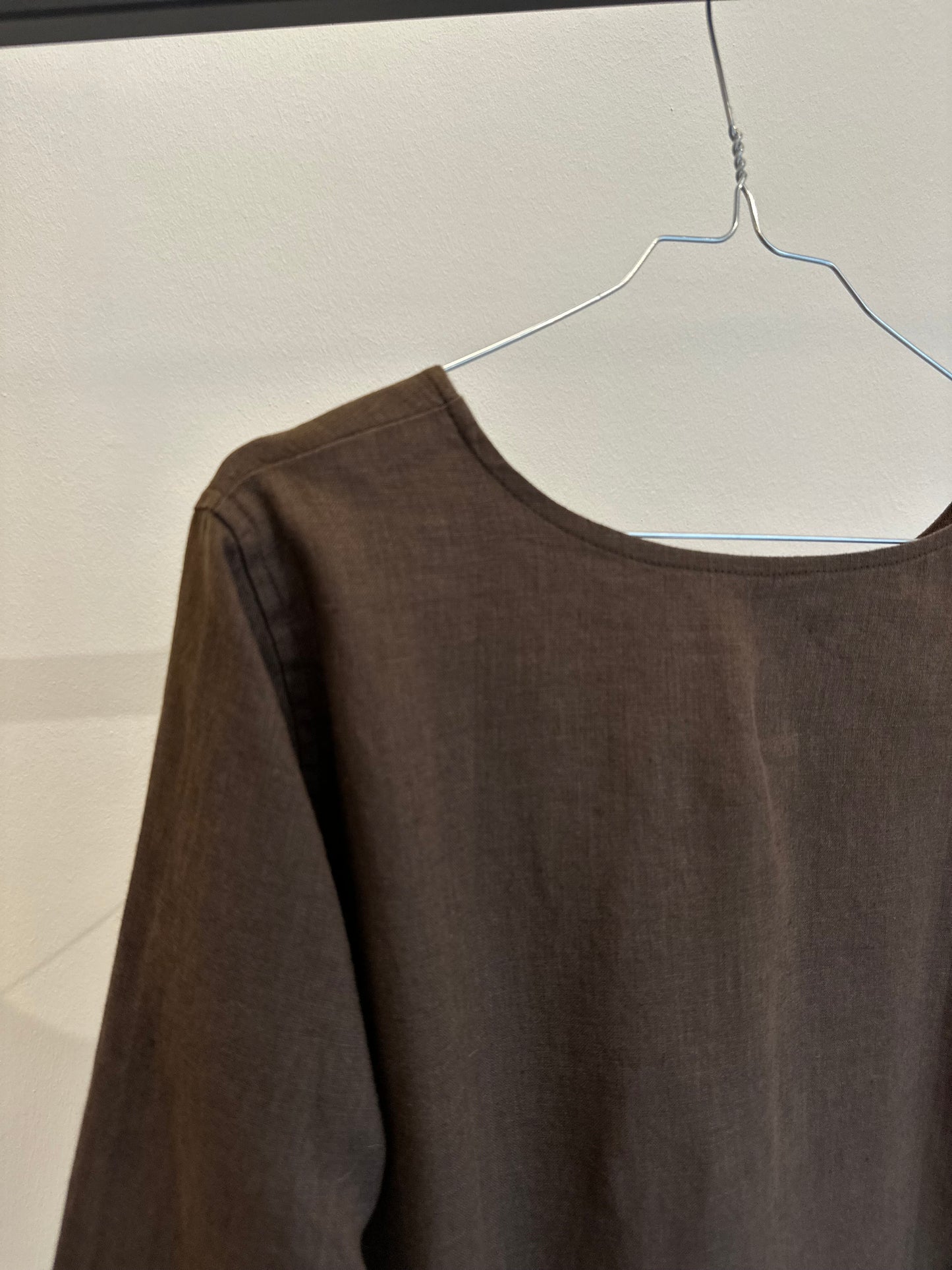 Emma Bluse 3/4 Ærmer, Brown - Linen By Krebs