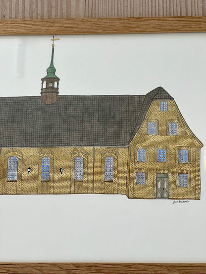 Tegning af Brødremenighedens kirke - A4
