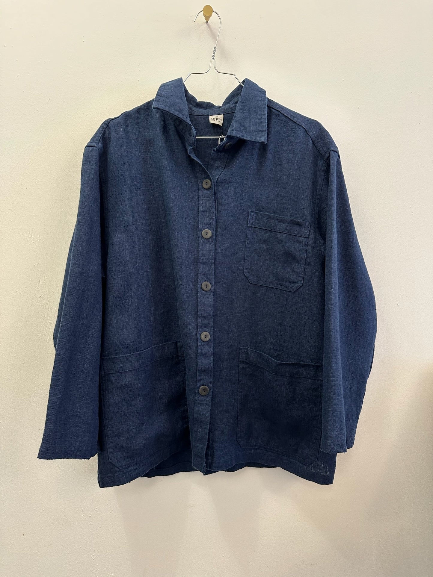 Work Jacket i Kraftigt Hør, Navy - Linen By Krebs