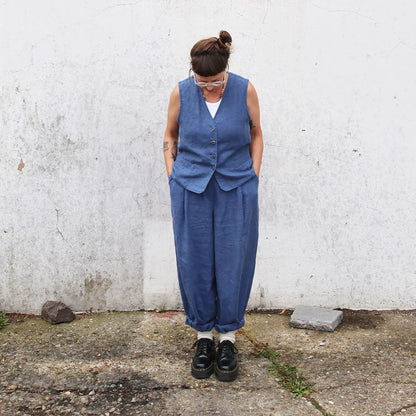 Ville vest, Midnatsblå - Linen by Krebs