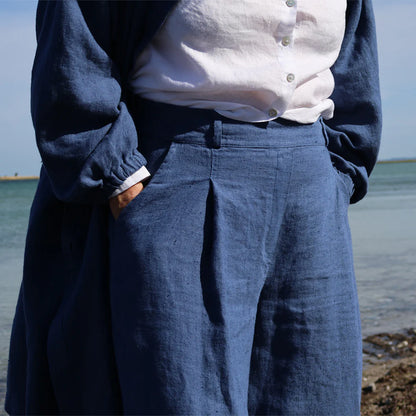 BILLE hørbukser, Midnatsblå - Linen by Krebs