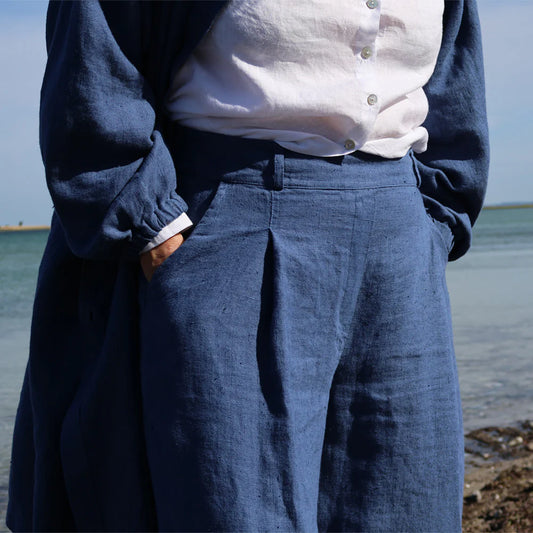 BILLE hørbukser, Midnatsblå - Linen by Krebs
