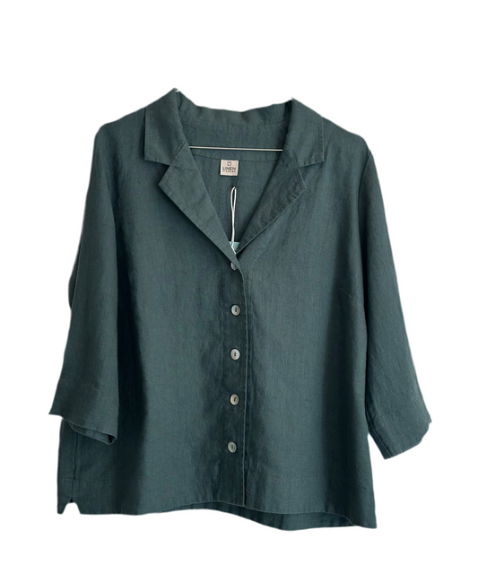 Erika Skjorte-Jakke, Balsam grøn - Linen By Krebs