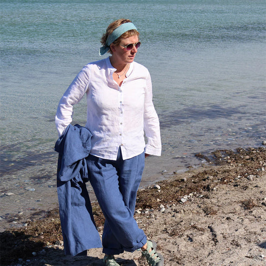 Molly bondeskjorte, Hvid - Linen by Krebs