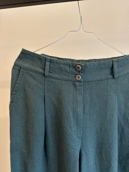 Marie Bukser i kraftig hør, Balsam Grøn - Linen By Krebs