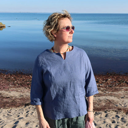 Emma hørbluse, Midnatsblå - Linenbykrebs