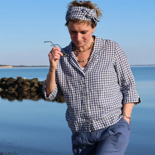 Erika Skjorte-Jakke, Blå Tern - Linen By Krebs