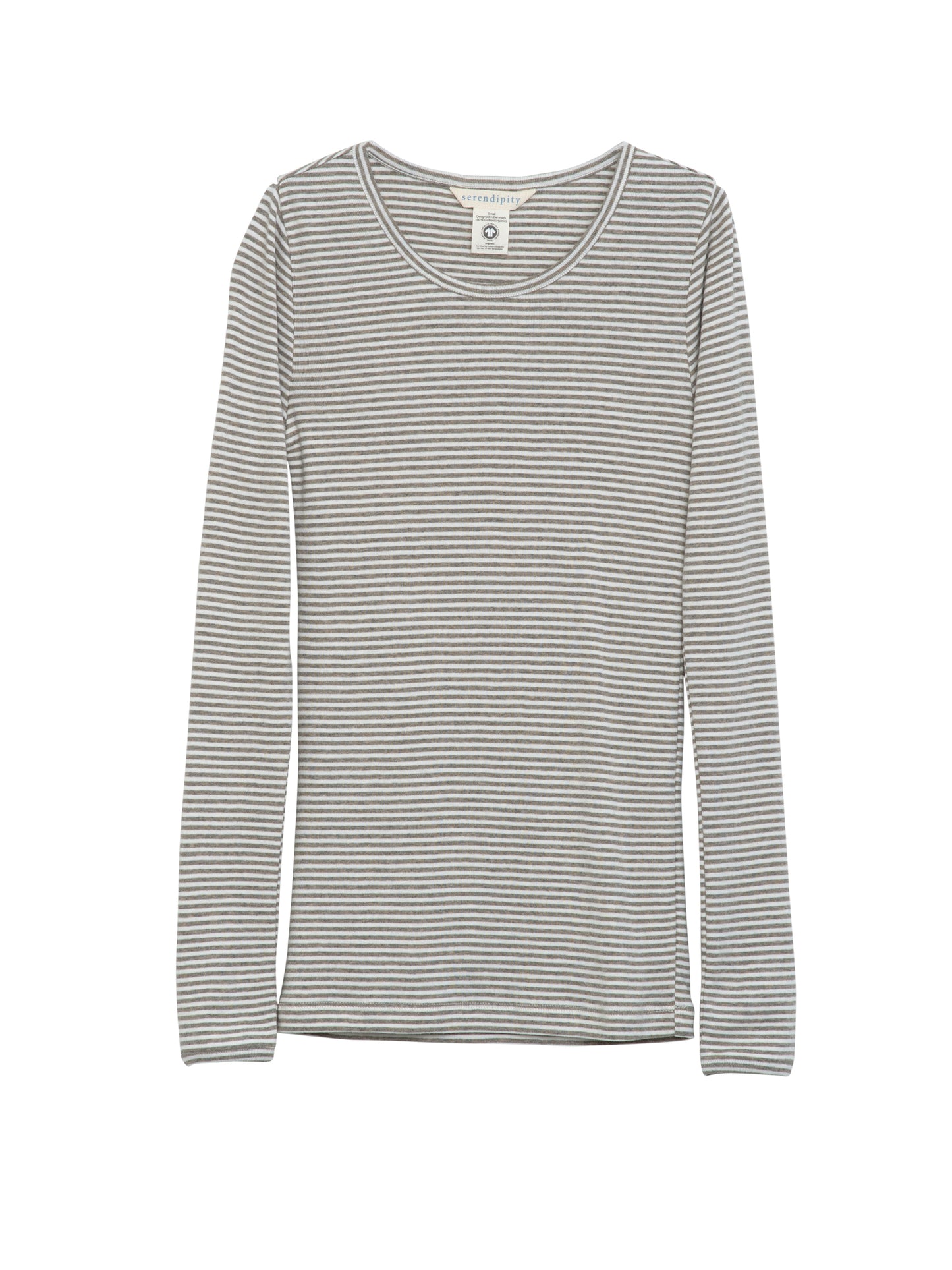 Slim Tee Stripe, Taupe/off white - Serendipity