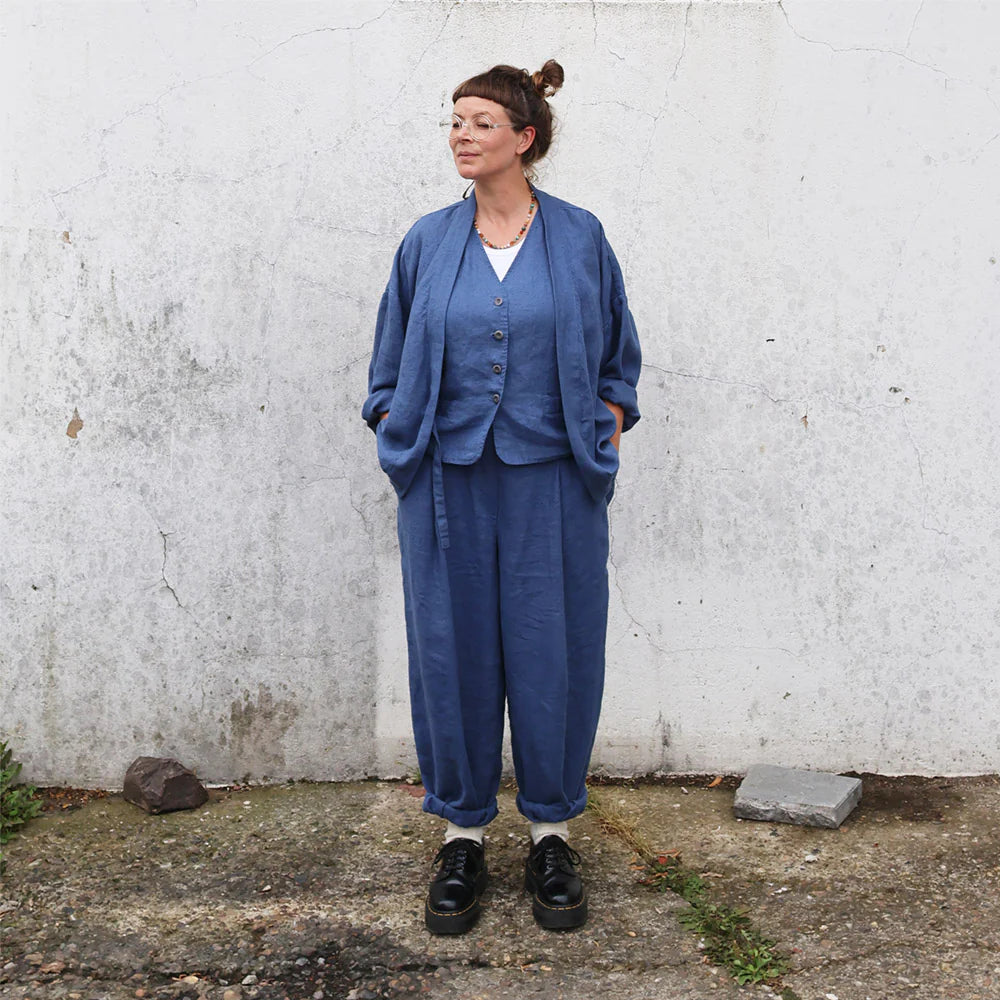 BILLE hørbukser, Midnatsblå - Linen by Krebs