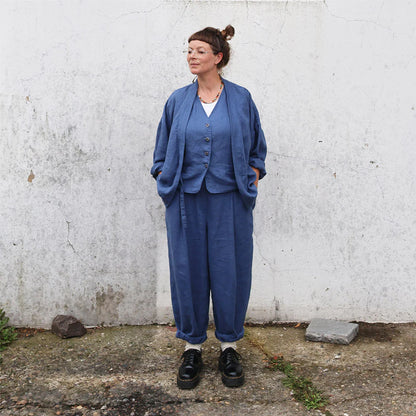 BILLE hørbukser, Midnatsblå - Linen by Krebs
