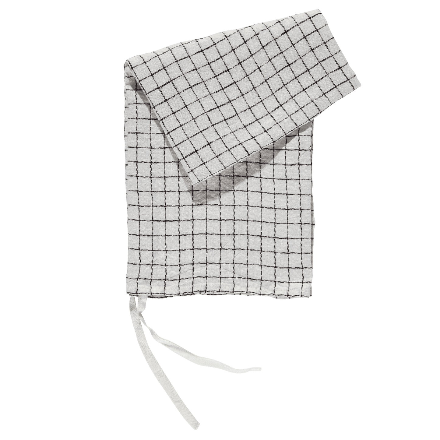 Viskestykke / Mini Forklæde i vasket hør, Hvid med sorte tern - Linge Particulier