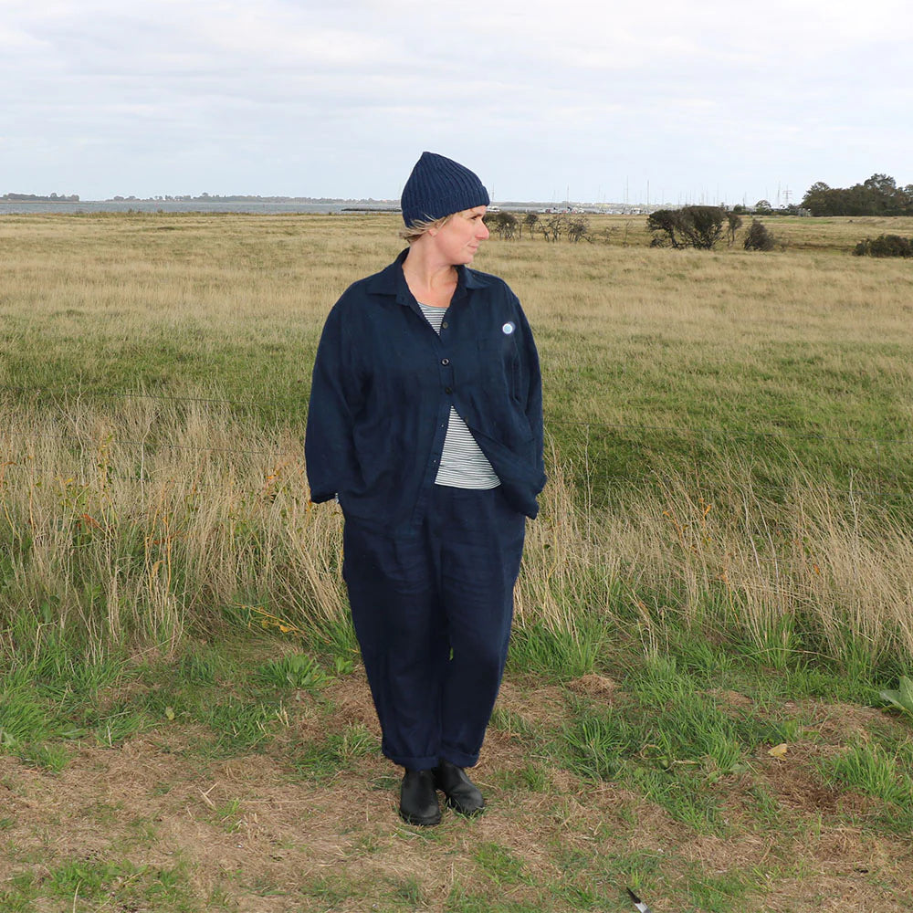 Work Jacket Unisex, Navy - Linen By Krebs