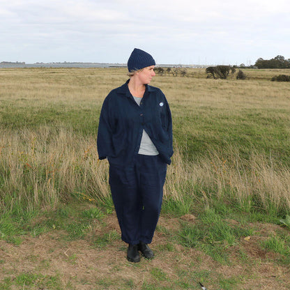 Work Jacket Unisex, Navy - Linen By Krebs