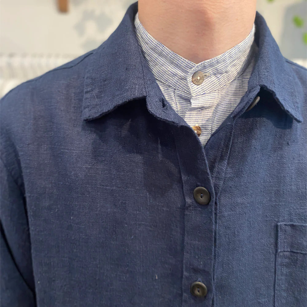 Work Jacket Unisex, Navy - Linen By Krebs